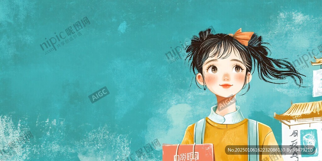 文艺小女孩插画