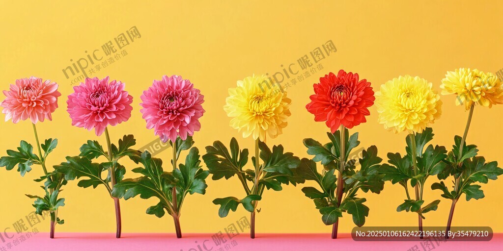 彩色菊花背景墙