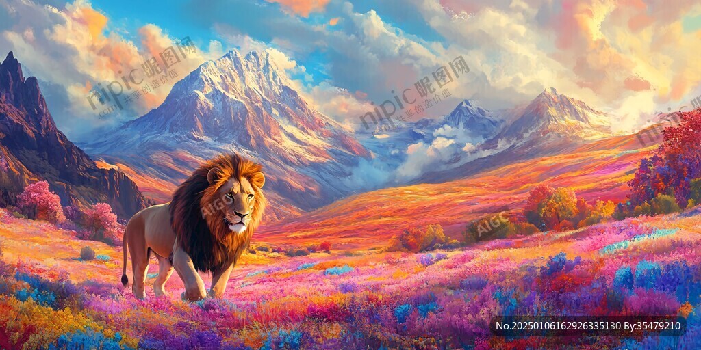 动物风景油画