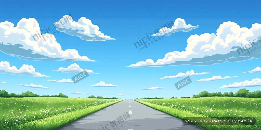 蓝天白云道路