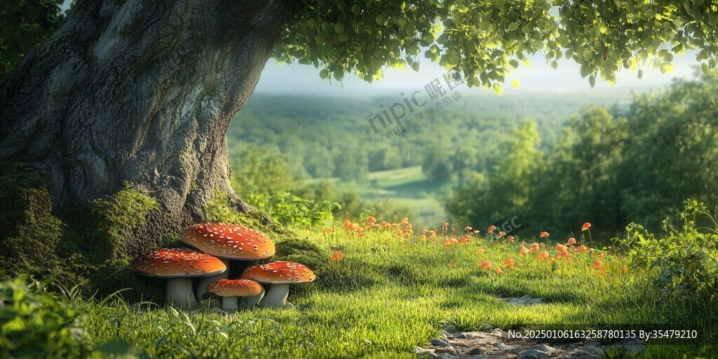 梦幻蘑菇背景