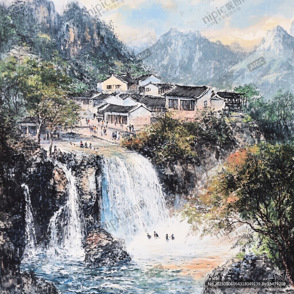 爨底下风情油画