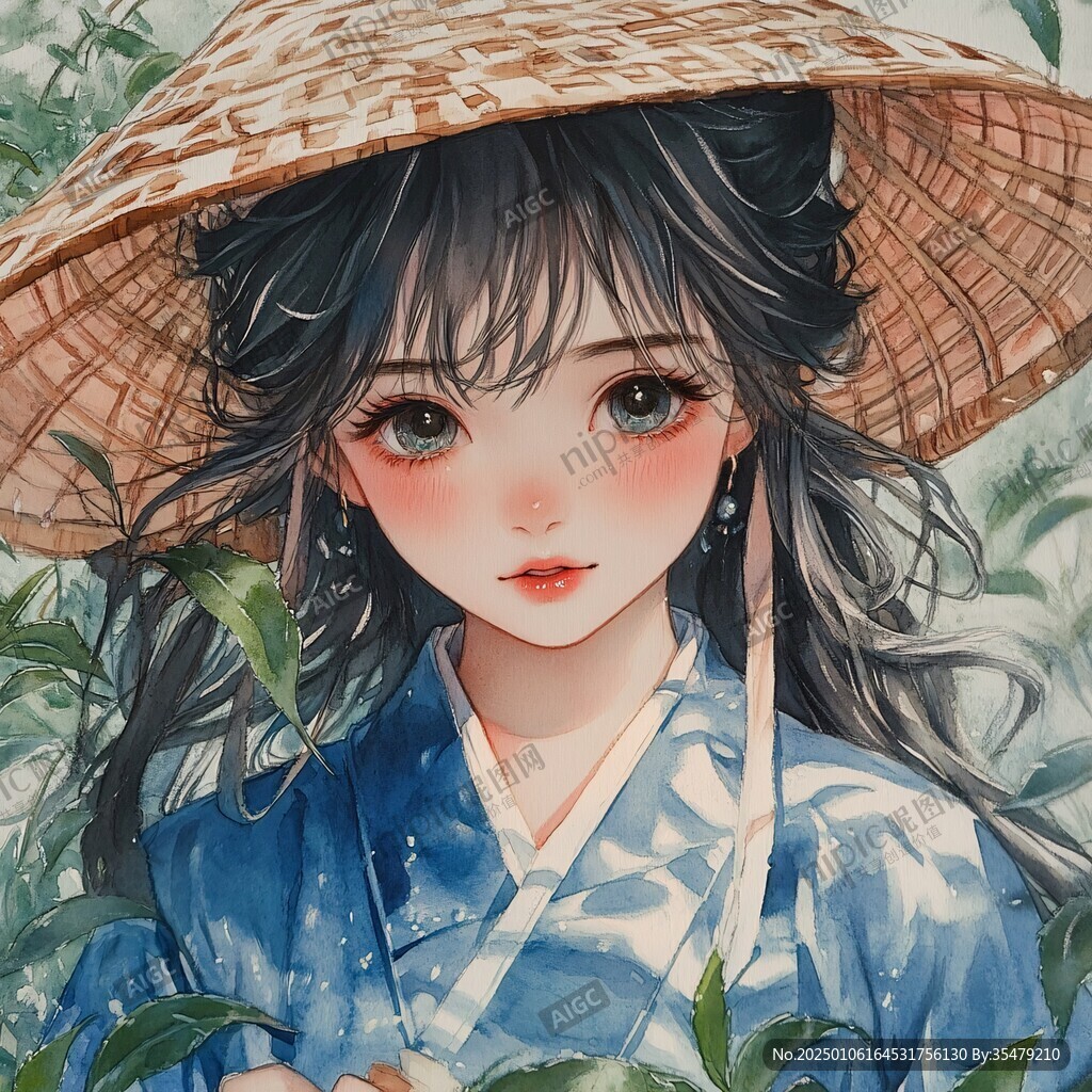 古风美女头像插画封面