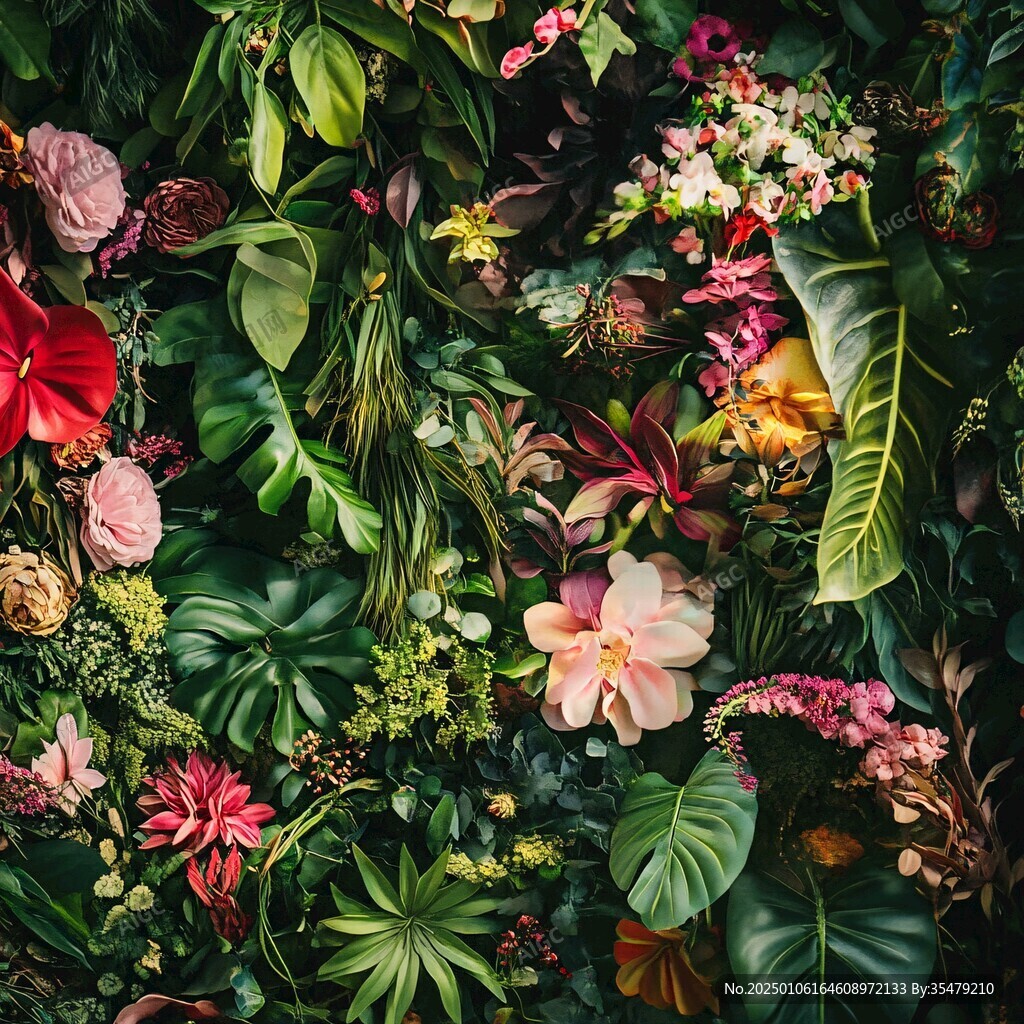 热带植物背景墙