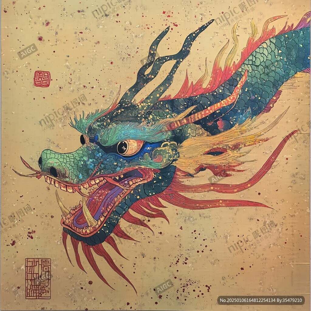 淡彩龙腾