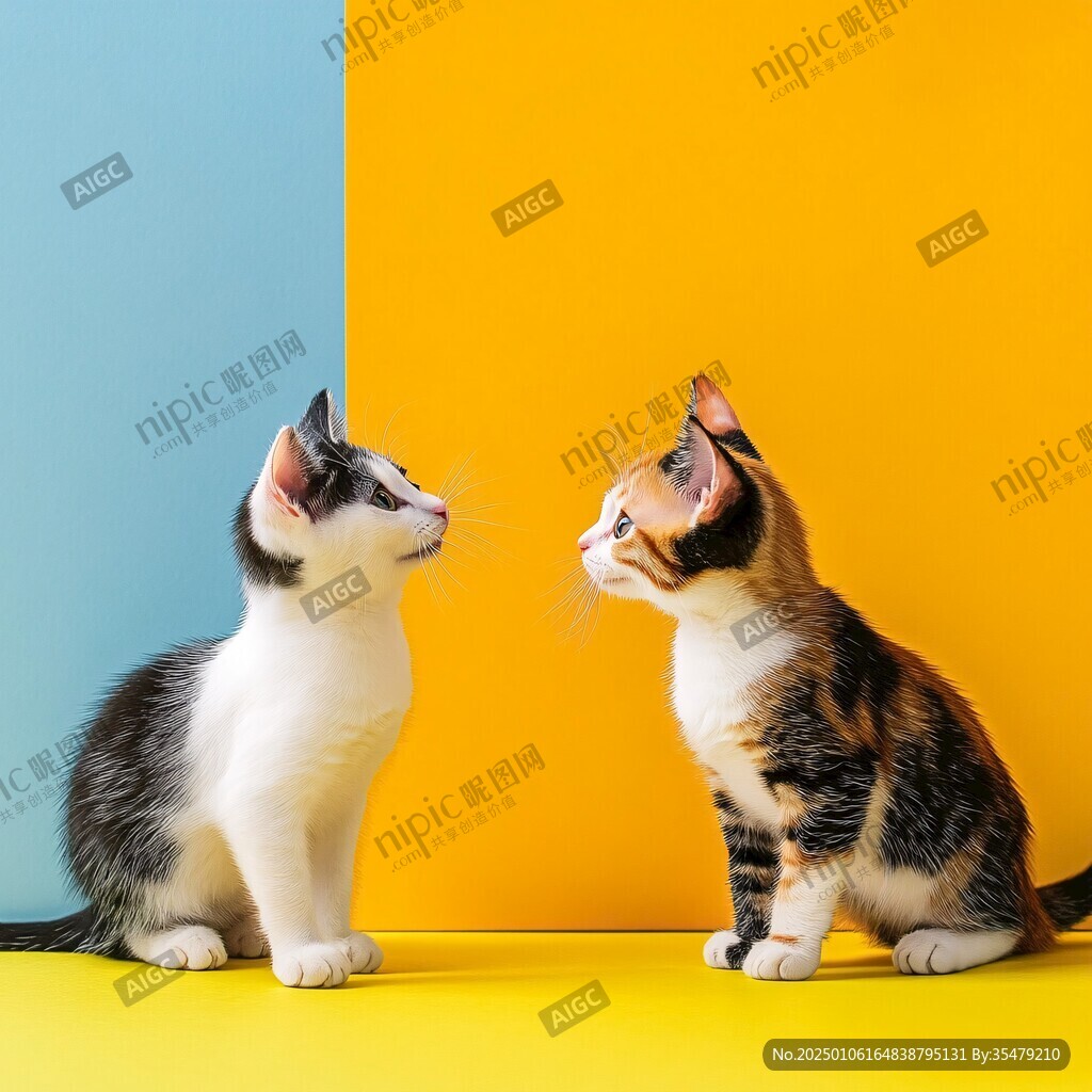 嬉闹的两只小猫