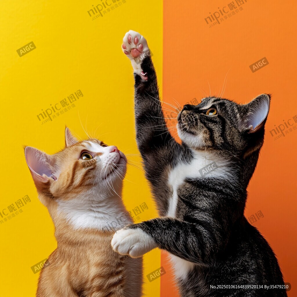 嬉闹的两只小猫