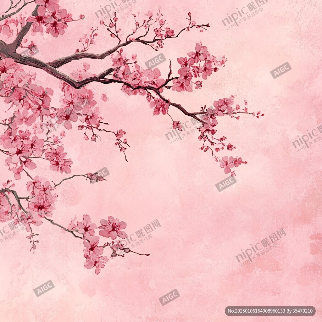 手绘桃花背景