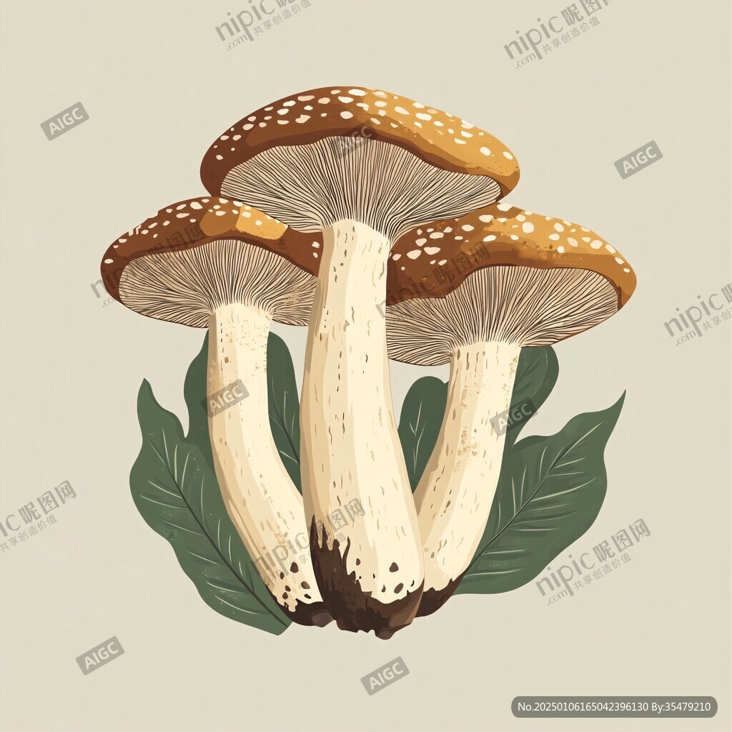 手绘香菇插画