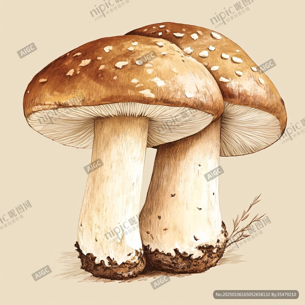 红乳牛肝菌插画