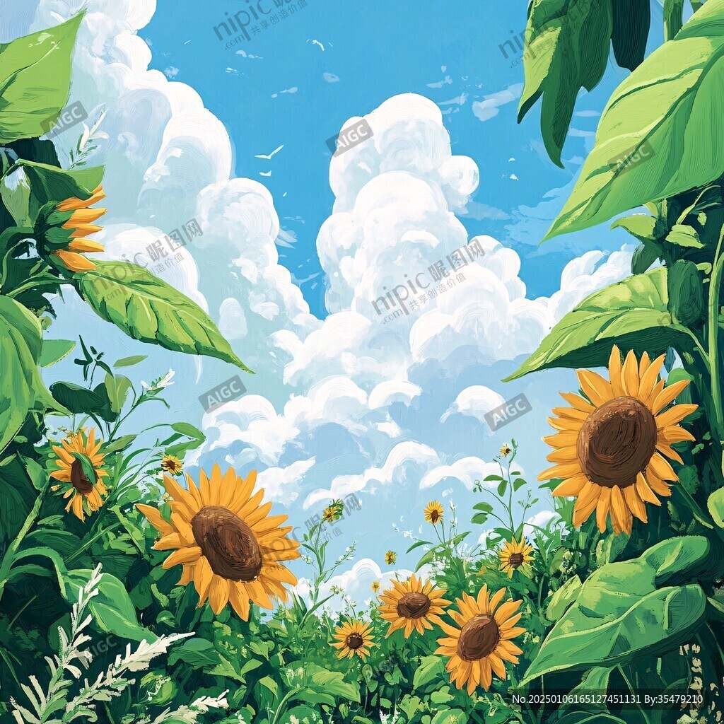 阳光晴朗风景插画