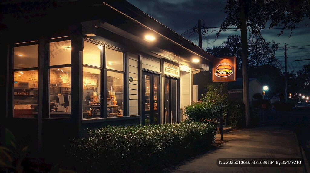 店铺夜景傍晚