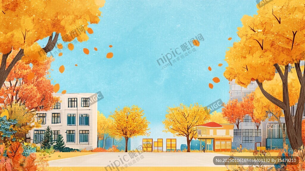 唯美校园插画