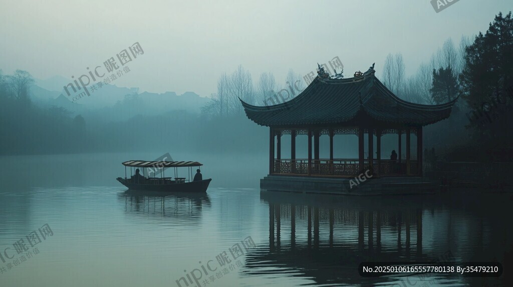 晨雾中的怀思亭