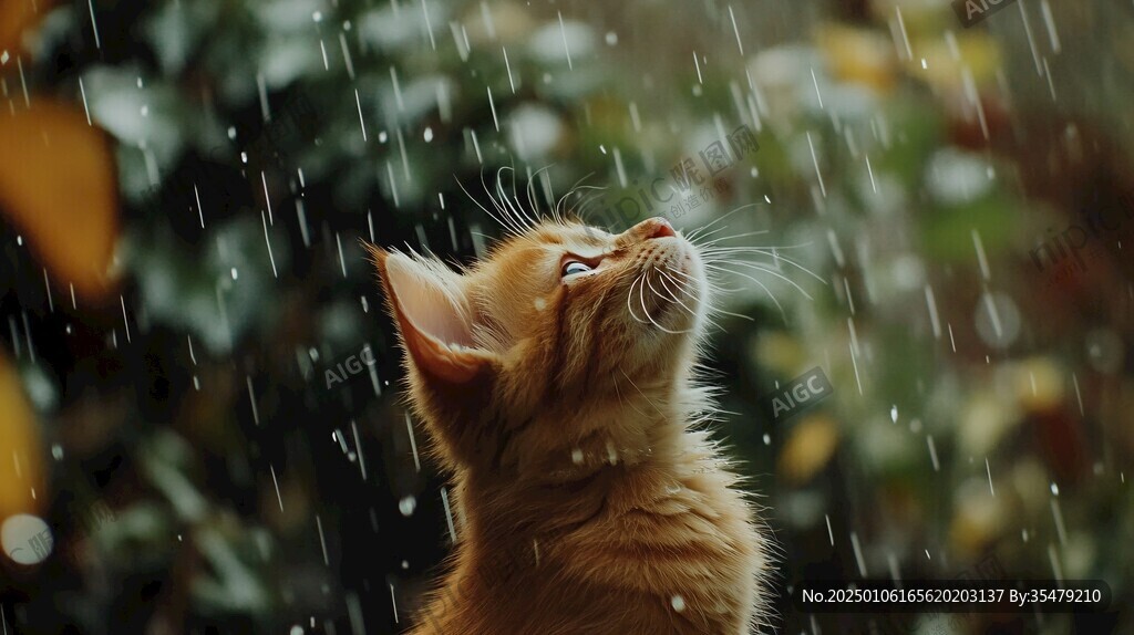 躲雨的猫咪