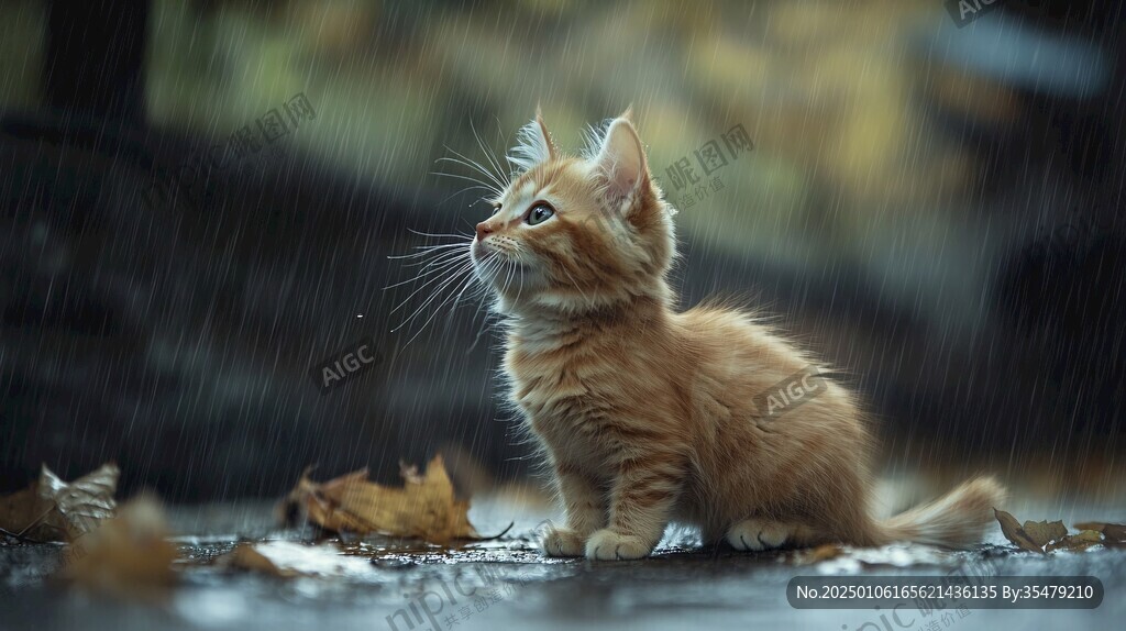 躲雨的小猫