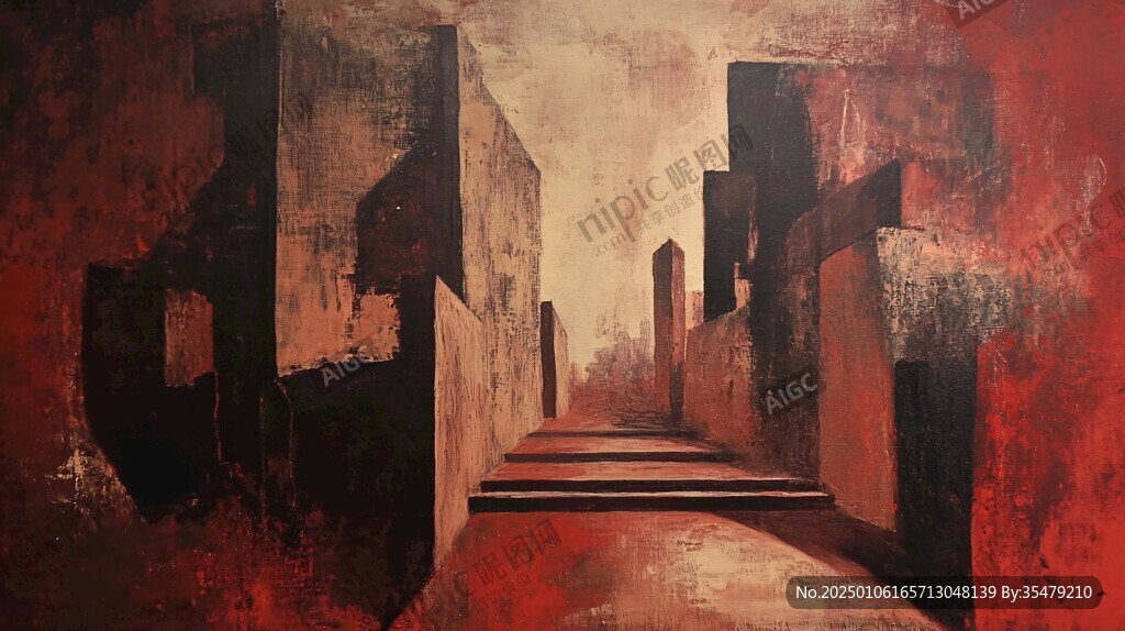 建筑油画