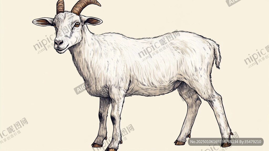 手绘山羊插画山羊