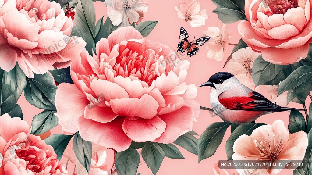 3d牡丹花卉