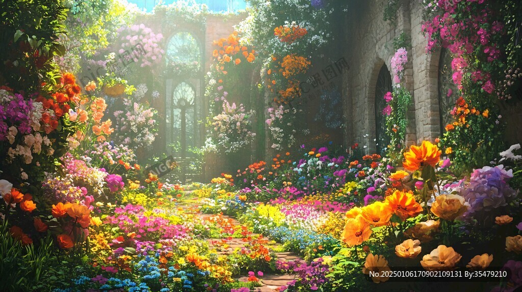 唯美梦幻花田场景