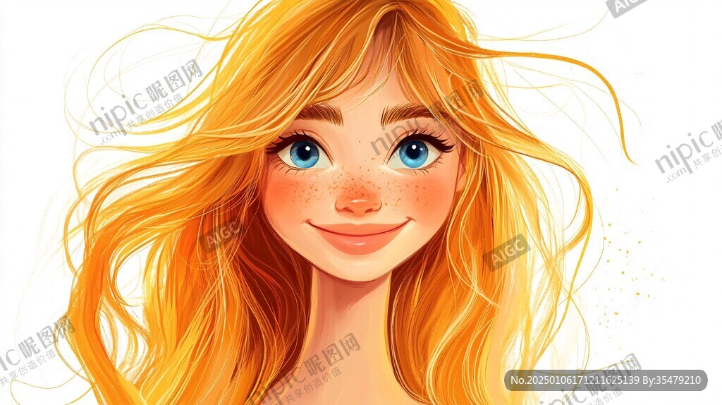 手绘女孩美女插画