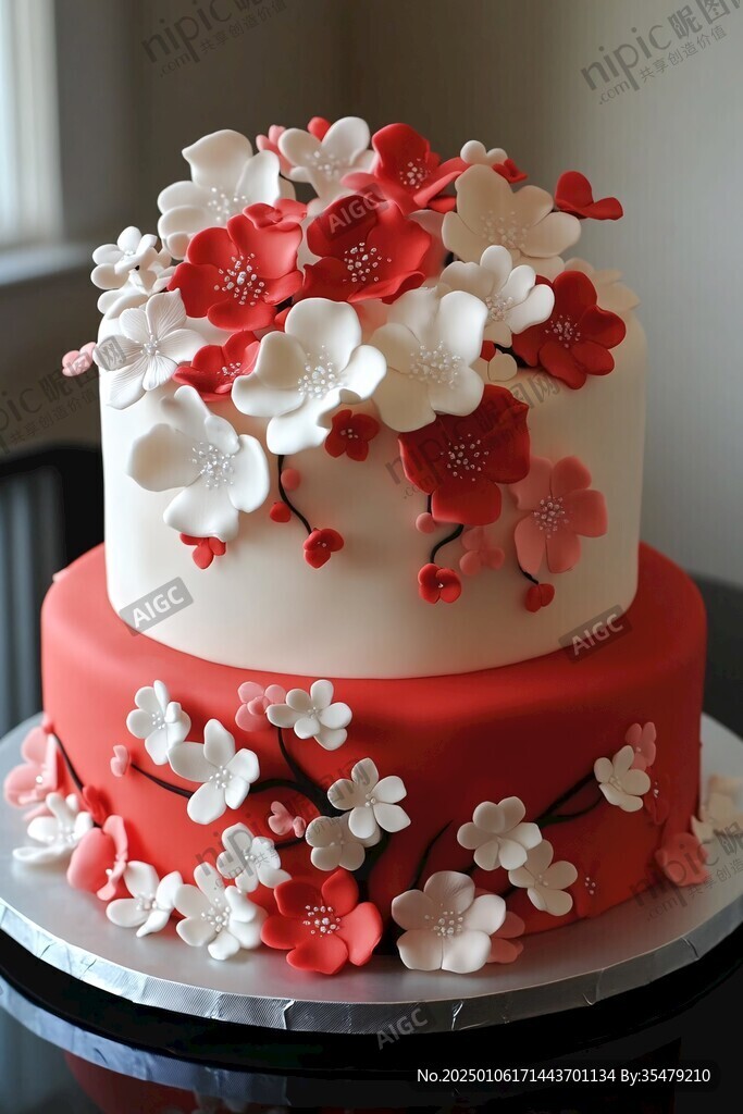 一个美丽的翻糖蛋糕