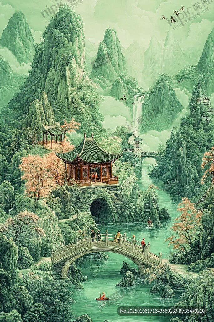 3d工笔山水图