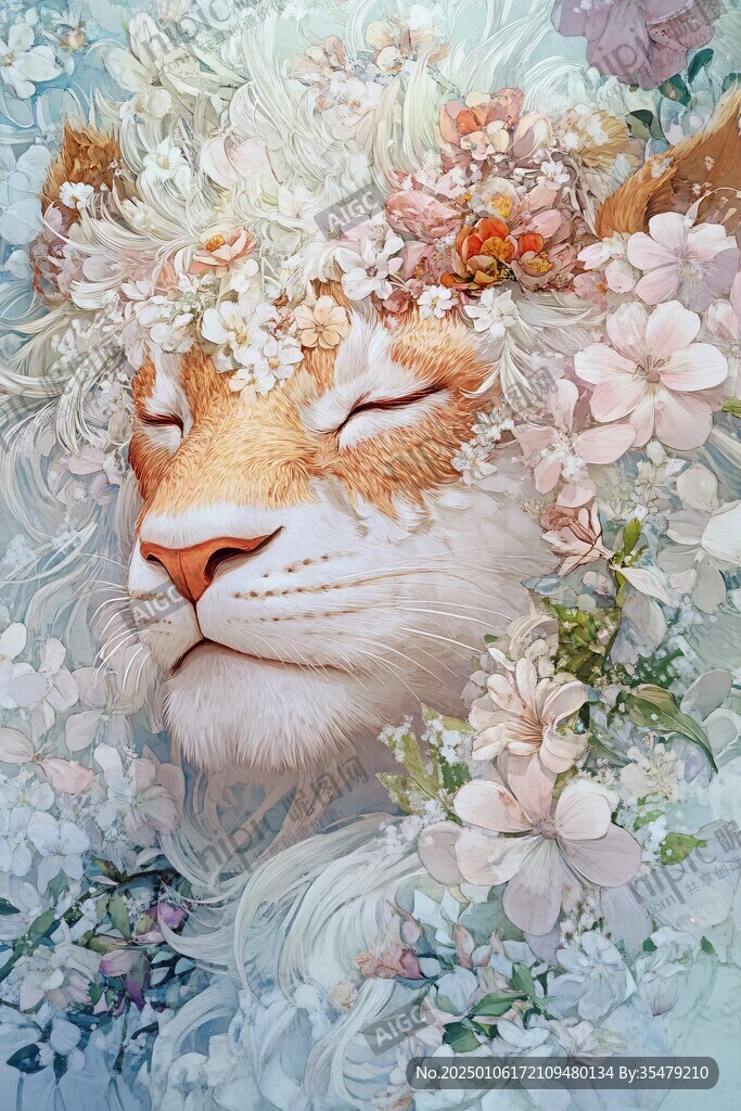 欧美手绘动物花