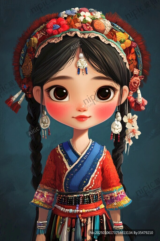 q版毛南族女孩