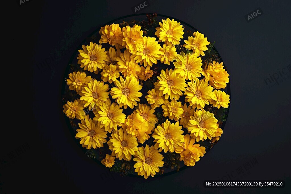 黑色背景菊花照