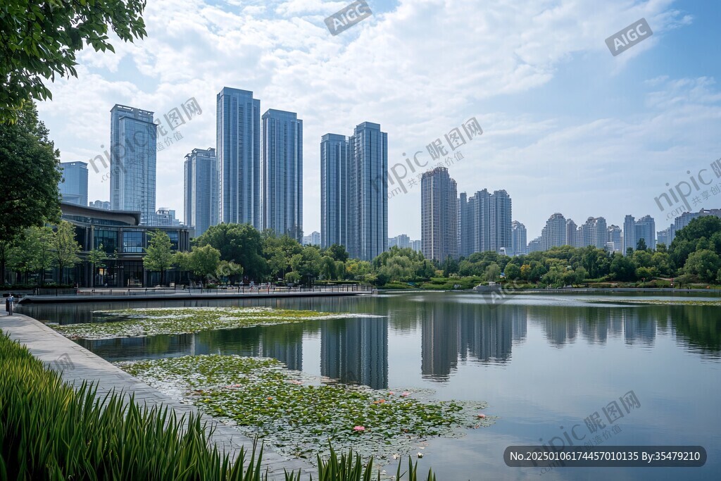 闹市湖泊