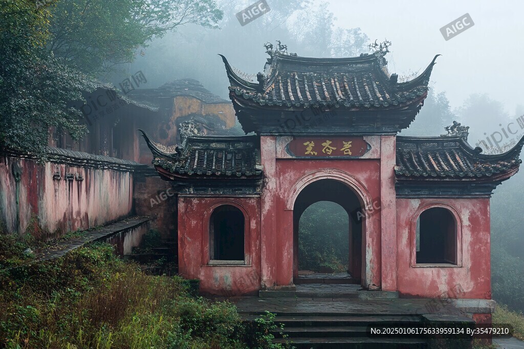 雾中蒙顶山