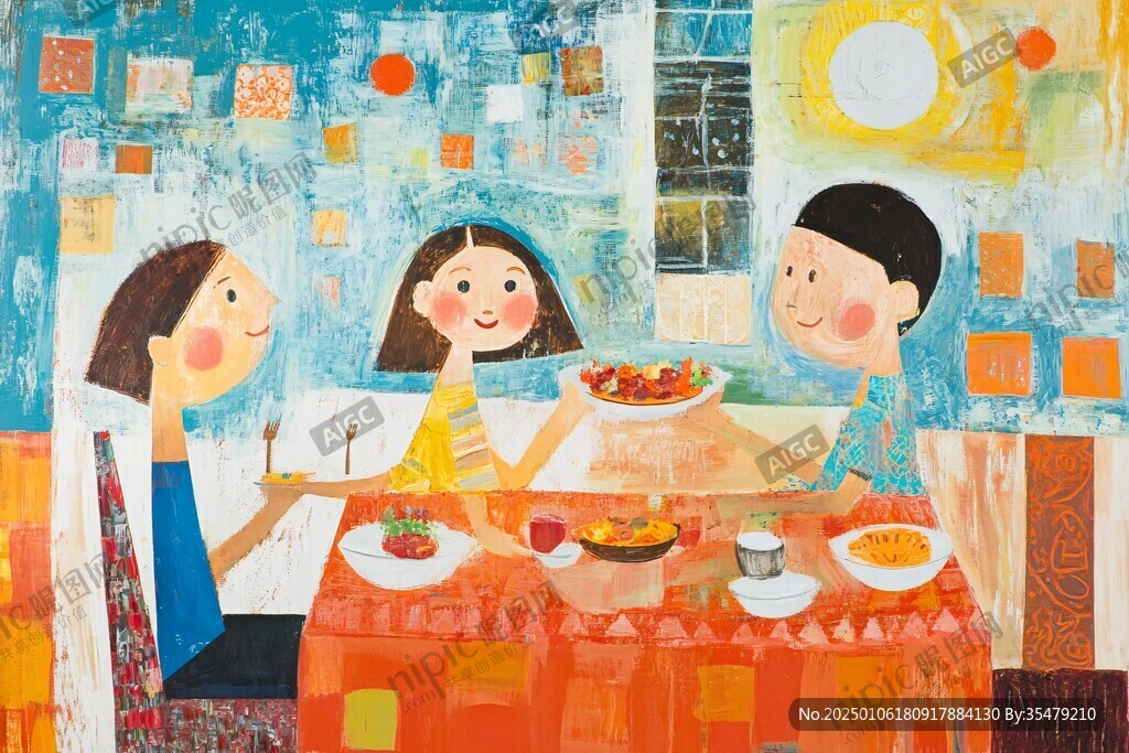 小饭桌插画