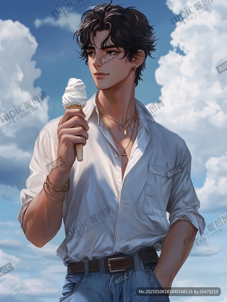 唯美男生插画