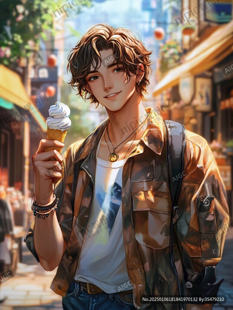 唯美男生插画