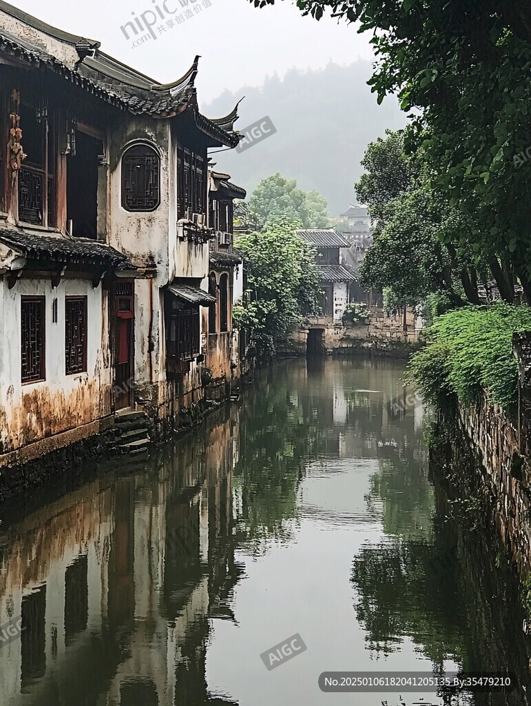 雨后的江南古镇