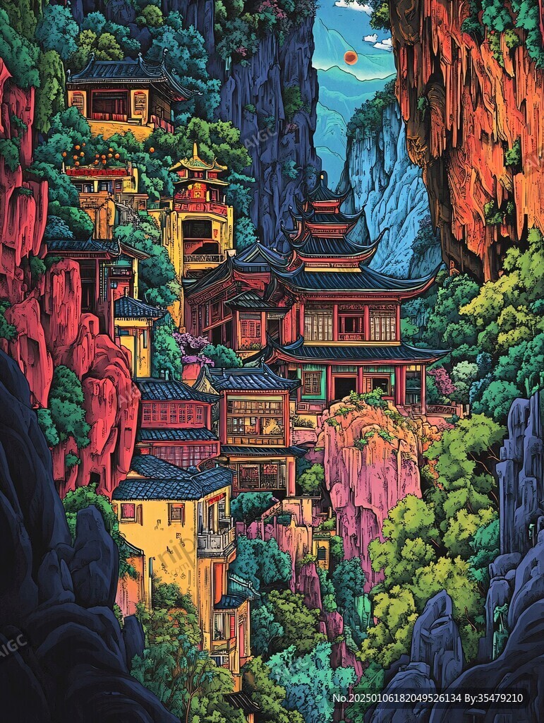 雁荡山插画