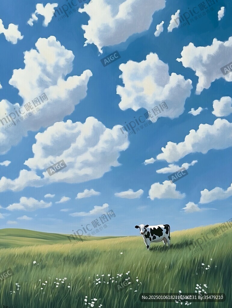 奶牛蓝天白云