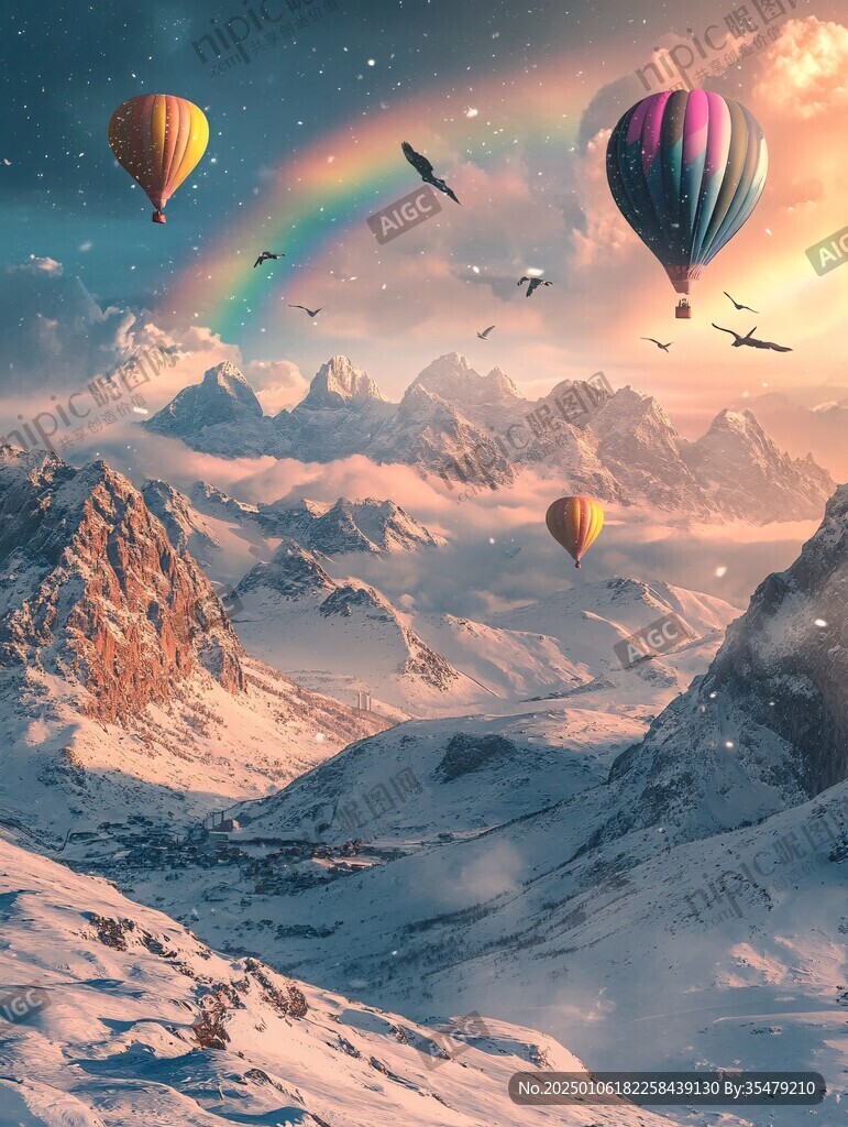 彩色绚丽山水背景
