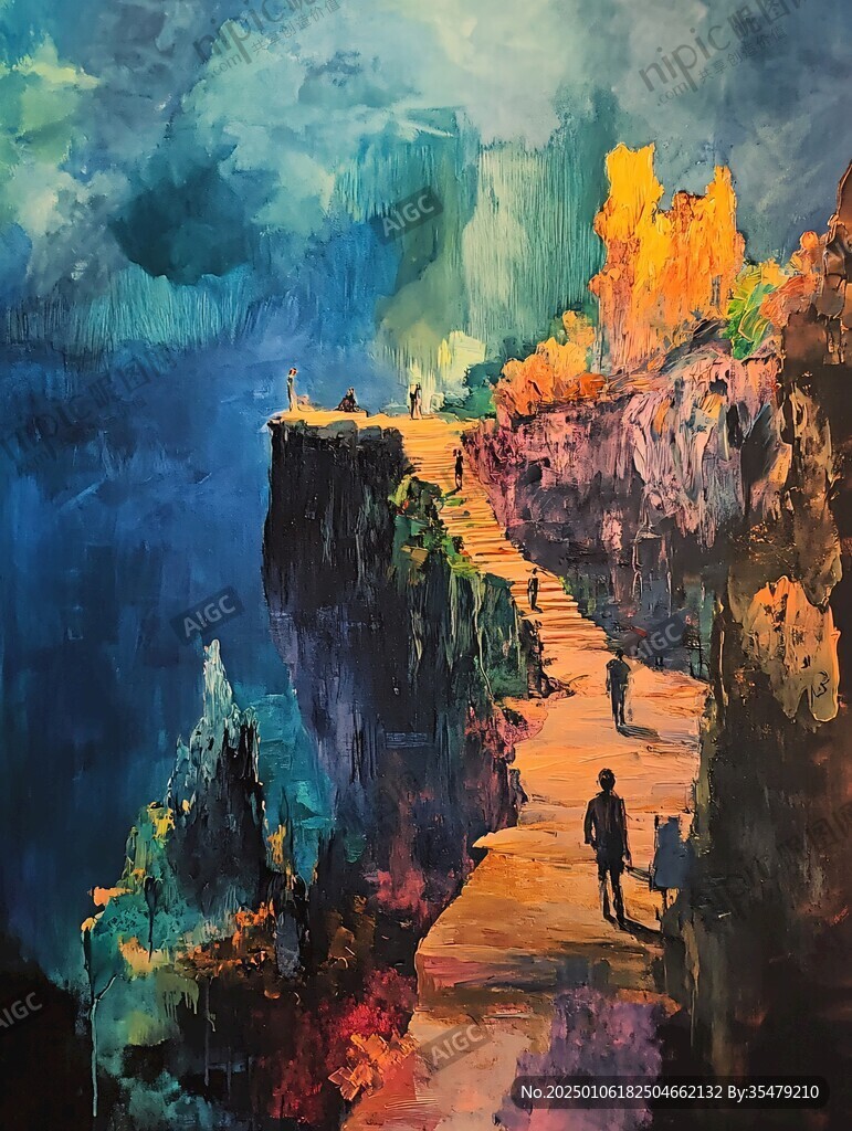 油画山洞