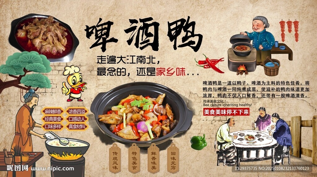 啤酒鸭背景墙