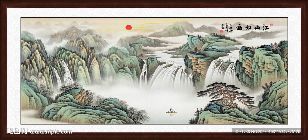 青绿山水画源远流长装饰挂画