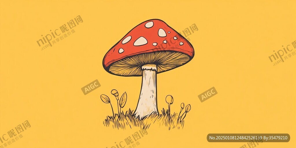 原创蘑菇插画图案