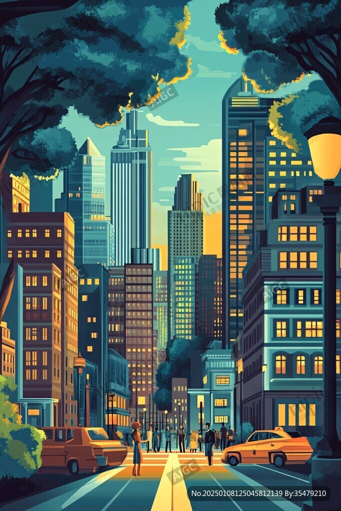 城市街景插画