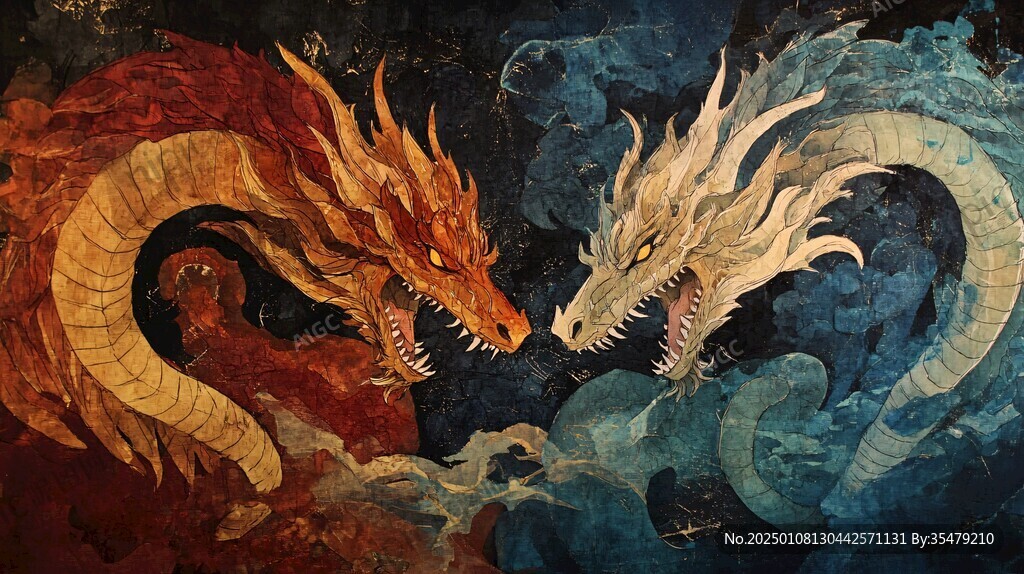 双龙绘画