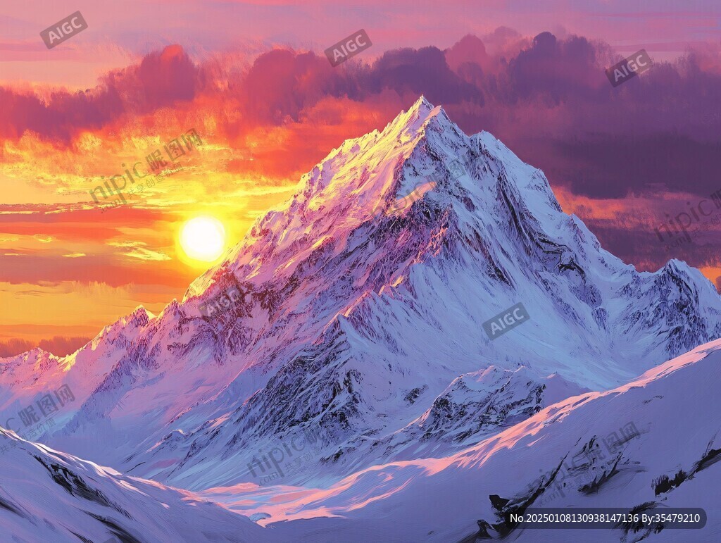 电脑绘画雪山