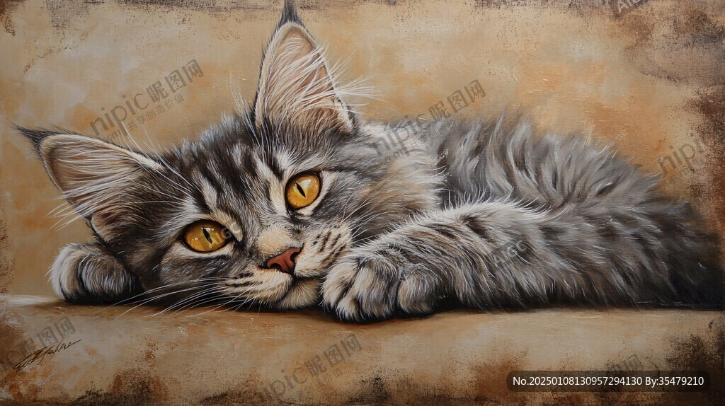 手绘客厅猫唯美装饰画