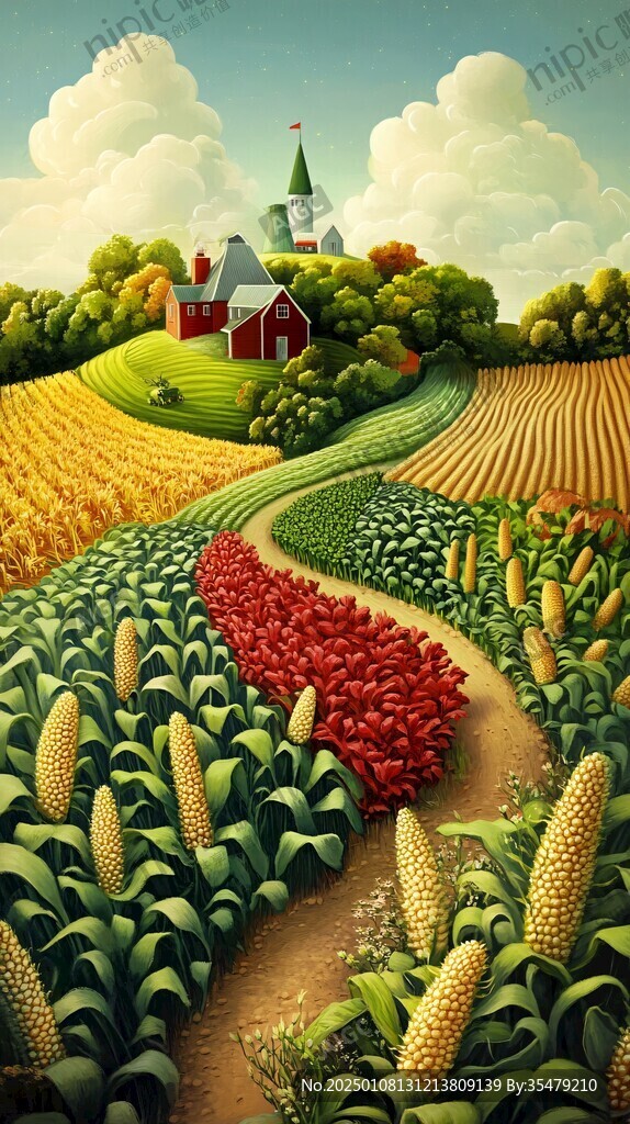 农村风景插画