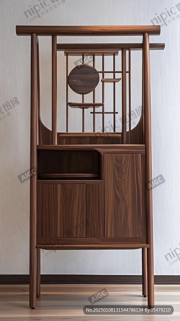 新中式大床床头柜正面