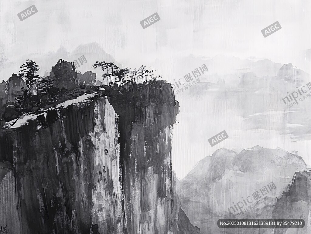 屏风墨韵禅意山峰
